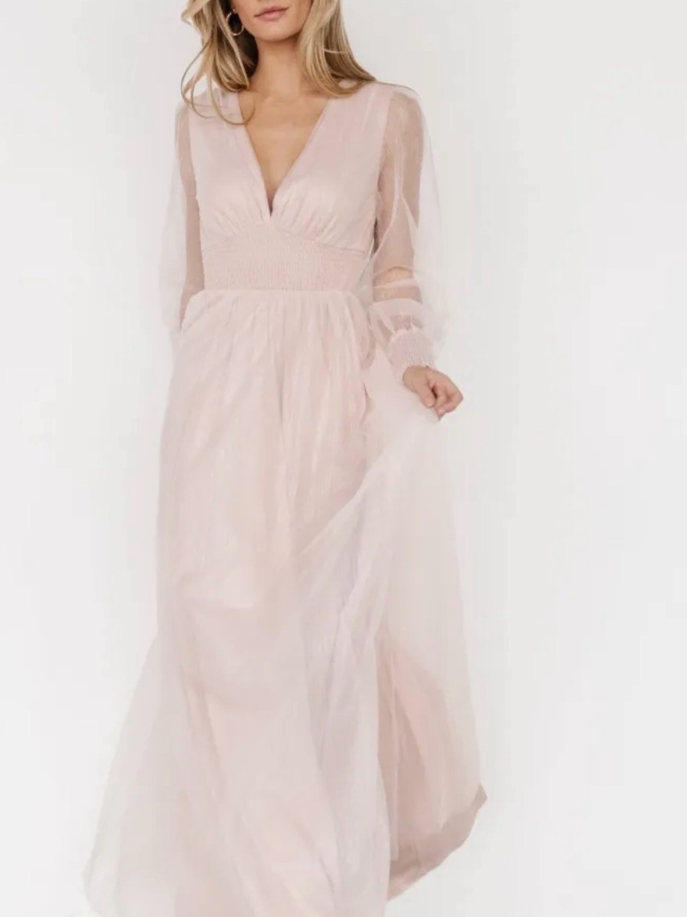 Baltic Born Layla Tulle Maxi Dress In Shimmer Pink